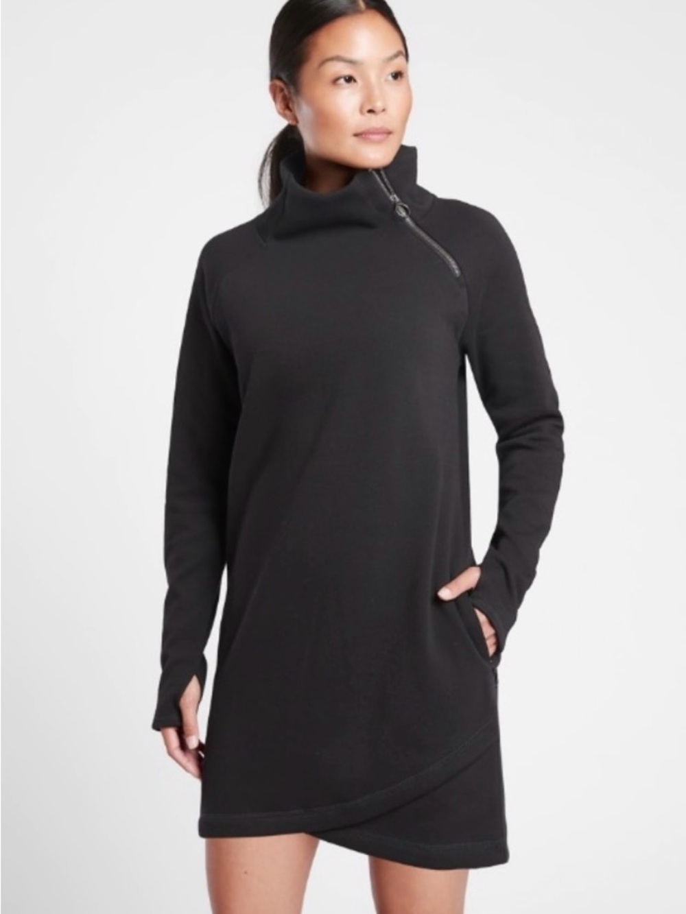 Athleta Cozy Karma Asym Sweatshirt Dress